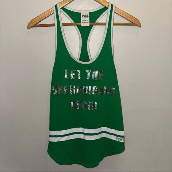 Victoria’s Secret PINK Let the Shenanigans Begin Green Tank Top Size Small - Picture 1 of 5